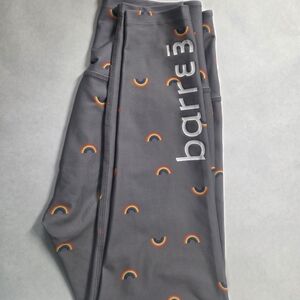Barre3 Gray Leggings with Rainbow Patterns